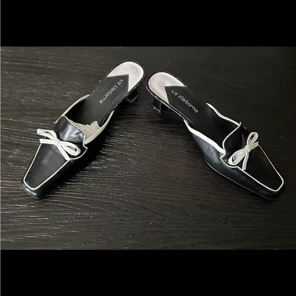 Liz Claiborne size 8 slide on mules, 1.5 inch heel